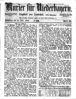 Kurier für Niederbayern Dienstag 22. Februar 1859