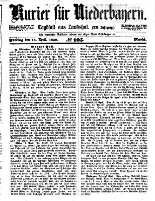 Kurier für Niederbayern Freitag 15. April 1859