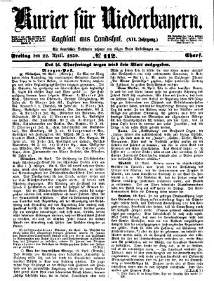 Kurier für Niederbayern Freitag 22. April 1859