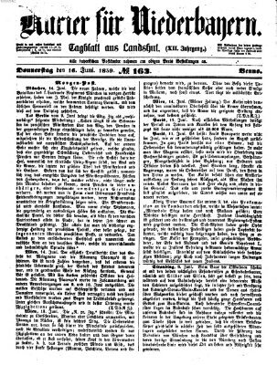 Kurier für Niederbayern Donnerstag 16. Juni 1859