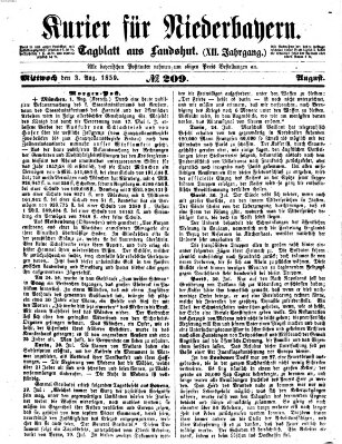 Kurier für Niederbayern Mittwoch 3. August 1859