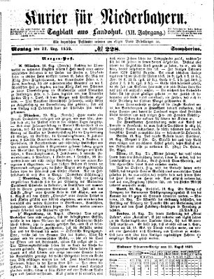 Kurier für Niederbayern Montag 22. August 1859