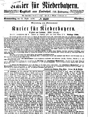 Kurier für Niederbayern Donnerstag 15. Dezember 1859