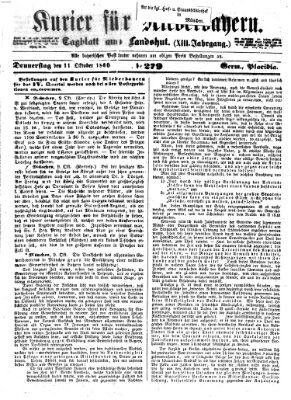 Kurier für Niederbayern Donnerstag 11. Oktober 1860