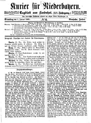 Kurier für Niederbayern Dienstag 1. Januar 1861