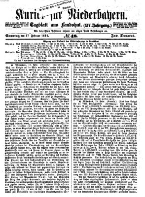 Kurier für Niederbayern Sonntag 17. Februar 1861