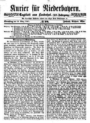 Kurier für Niederbayern Dienstag 19. März 1861