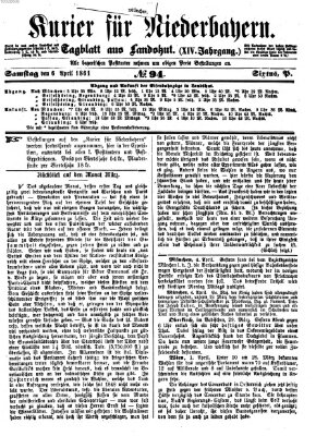 Kurier für Niederbayern Samstag 6. April 1861