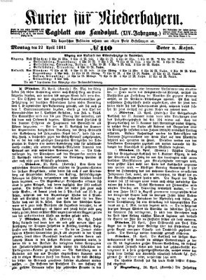 Kurier für Niederbayern Montag 22. April 1861