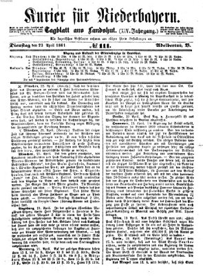 Kurier für Niederbayern Dienstag 23. April 1861