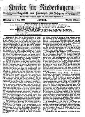 Kurier für Niederbayern Montag 5. August 1861