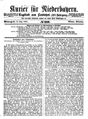 Kurier für Niederbayern Montag 12. August 1861