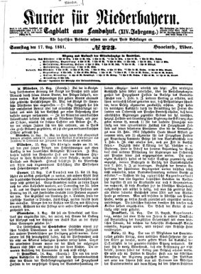 Kurier für Niederbayern Samstag 17. August 1861