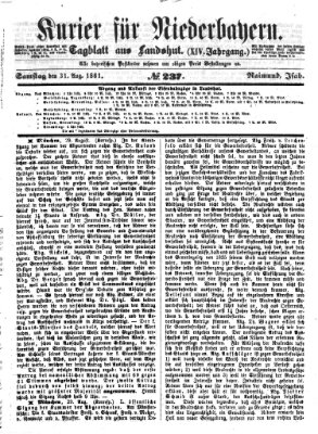 Kurier für Niederbayern Samstag 31. August 1861