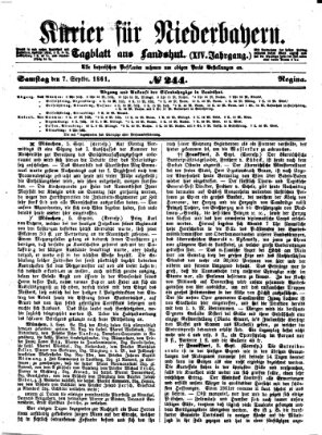 Kurier für Niederbayern Samstag 7. September 1861