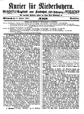 Kurier für Niederbayern Mittwoch 11. September 1861