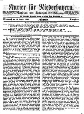 Kurier für Niederbayern Mittwoch 25. September 1861