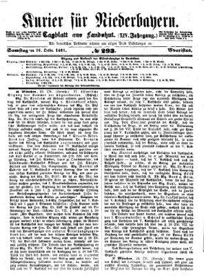 Kurier für Niederbayern Samstag 26. Oktober 1861