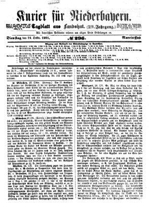 Kurier für Niederbayern Dienstag 29. Oktober 1861