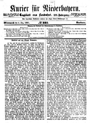 Kurier für Niederbayern Mittwoch 4. Dezember 1861