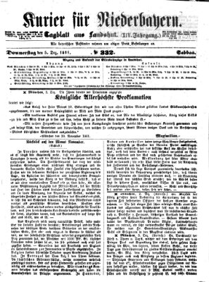 Kurier für Niederbayern Donnerstag 5. Dezember 1861