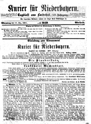 Kurier für Niederbayern Montag 16. Dezember 1861