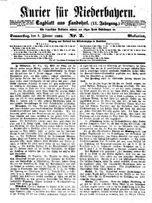 Kurier für Niederbayern Donnerstag 2. Januar 1862