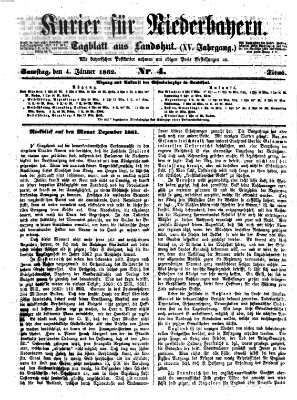 Kurier für Niederbayern Samstag 4. Januar 1862