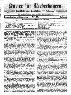 Kurier für Niederbayern Donnerstag 9. Januar 1862