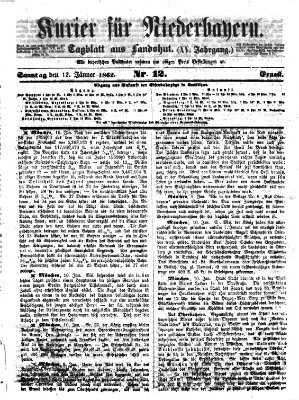 Kurier für Niederbayern Sonntag 12. Januar 1862