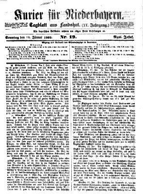 Kurier für Niederbayern Sonntag 19. Januar 1862