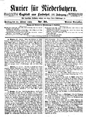 Kurier für Niederbayern Freitag 31. Januar 1862