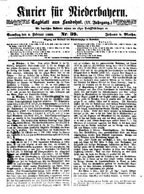 Kurier für Niederbayern Samstag 8. Februar 1862