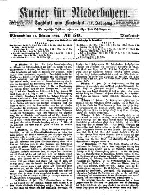 Kurier für Niederbayern Mittwoch 19. Februar 1862