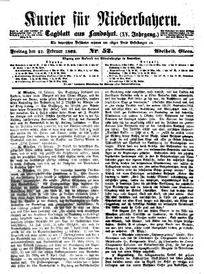 Kurier für Niederbayern Freitag 21. Februar 1862