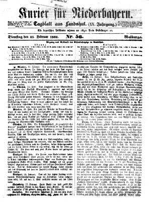 Kurier für Niederbayern Dienstag 25. Februar 1862