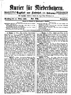 Kurier für Niederbayern Samstag 15. März 1862