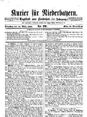 Kurier für Niederbayern Dienstag 18. März 1862