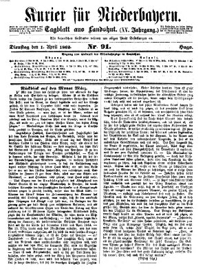 Kurier für Niederbayern Dienstag 1. April 1862