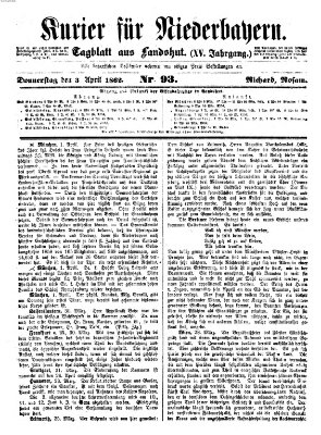 Kurier für Niederbayern Donnerstag 3. April 1862