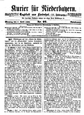 Kurier für Niederbayern Montag 7. April 1862