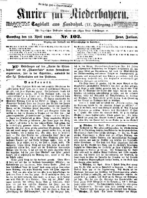 Kurier für Niederbayern Samstag 12. April 1862