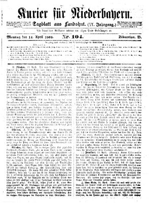 Kurier für Niederbayern Montag 14. April 1862