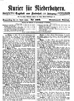 Kurier für Niederbayern Donnerstag 17. April 1862