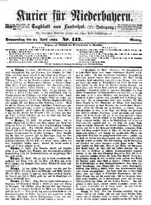 Kurier für Niederbayern Donnerstag 24. April 1862