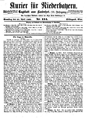 Kurier für Niederbayern Samstag 26. April 1862