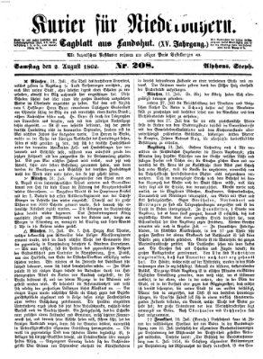 Kurier für Niederbayern Samstag 2. August 1862