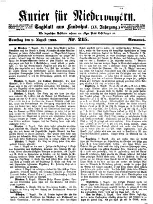 Kurier für Niederbayern Samstag 9. August 1862