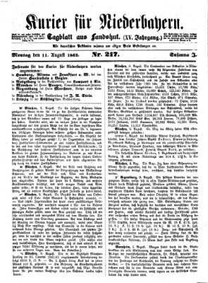 Kurier für Niederbayern Montag 11. August 1862