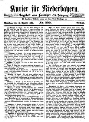 Kurier für Niederbayern Samstag 16. August 1862